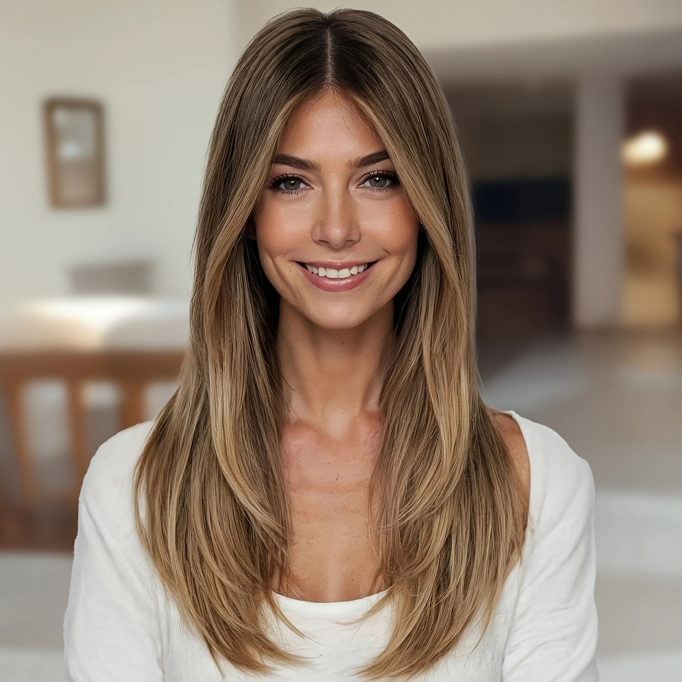 Long Butterfly Hair Cut Wig Synthetic Layered Ombre Fashion Hair Replacement Wigs For Women