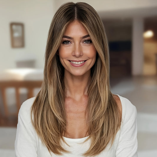 Long Butterfly Hair Cut Wig Synthetic Layered Ombre Fashion Hair Replacement Wigs For Women