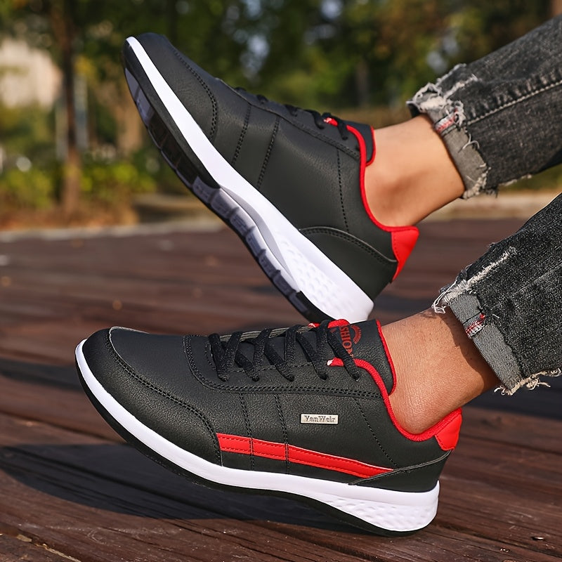 VanWeir Lightweight Men'S Shoes | Navy Blue/White, Lace-up sneakers with MD/TPR Sole, Breathable Fabric Lining for Outdoor, Hiking & Casual Wear