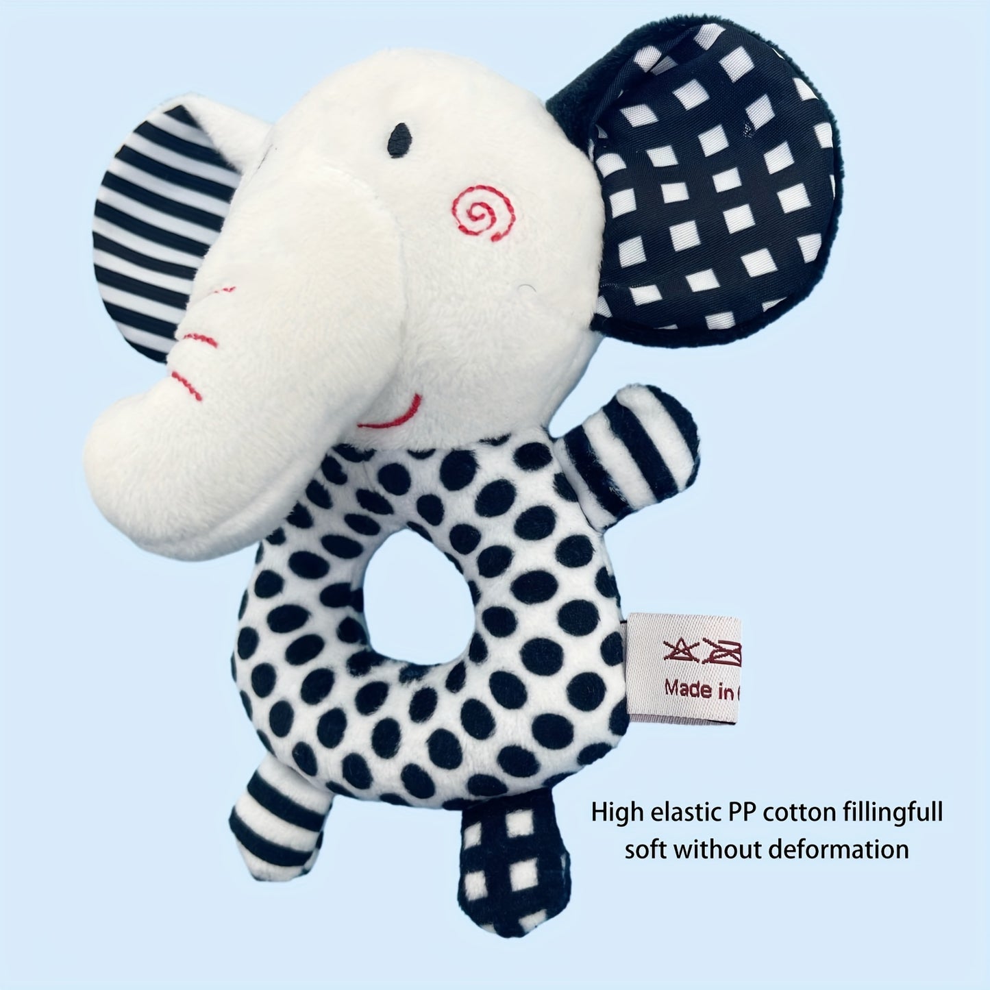 [Gift Ready, Baby Rattle] Black and White Baby Rattle Toy | Soft Texture, Polyester Fiber, Colorful Yarn Ball, Hand Grip Stick, Perfect Gift for Youngsters
