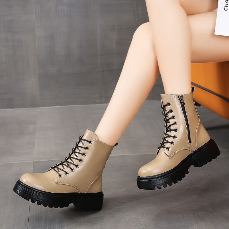Women's Chunky Platform Round-Toe Ankle Boots with Thick TPR Sole & Faux Upper - Chunky Heel (1-2cm) Round Toe s, Black Faux & TPR Outsole for Casual, Office, Party - Round-Toe Booties