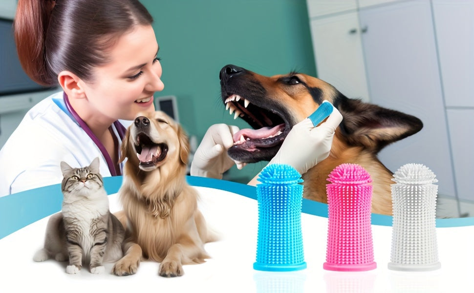 Dog Super Soft Pet Finger Toothbrush Teeth Cleaning Silicone Tooth Brush Tool Dog Cat Cleaning