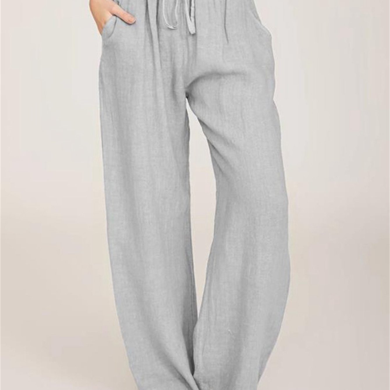 Drawstring Wide Leg Pants, Solid Loose Palazzo Pants, Casual Every Day Pants, Women's Clothing