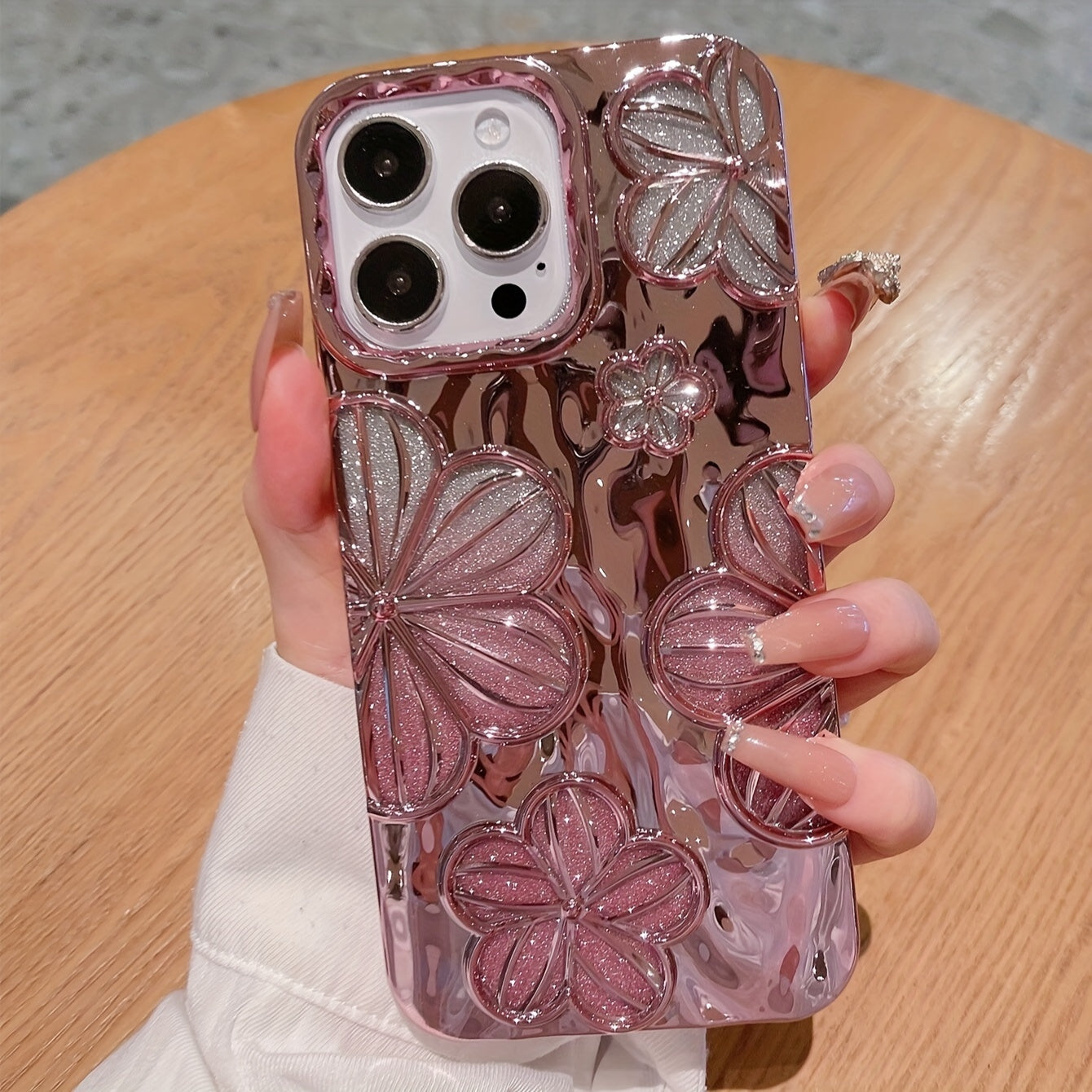 Shimmering Electroplating Retro Minimalist Personality Three-dimensional Oil Painting Flower TPU Dopamine Suitable For IPHone Models,.iPHone11, IPhone13ProMax, IPHone14proMax