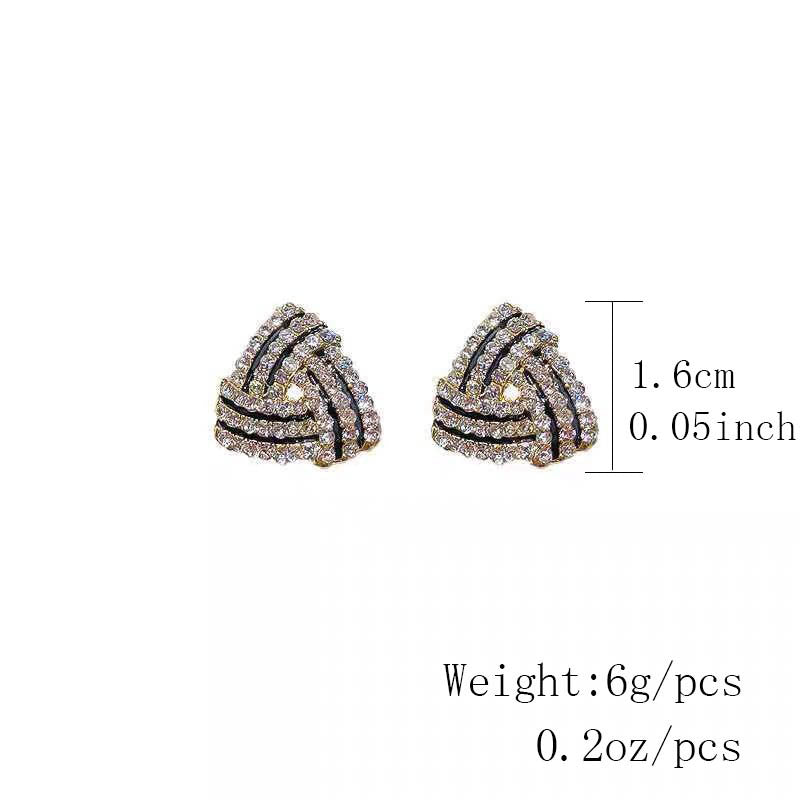 Women's Luxury Rhinestones Geometric Stud Earrings - Vintage Spiral Design, Zinc Alloy with Stainless Steel Ear Needle - All Season Daily Wear | Trendy Triangle Charm | Rhinestone Mosaic