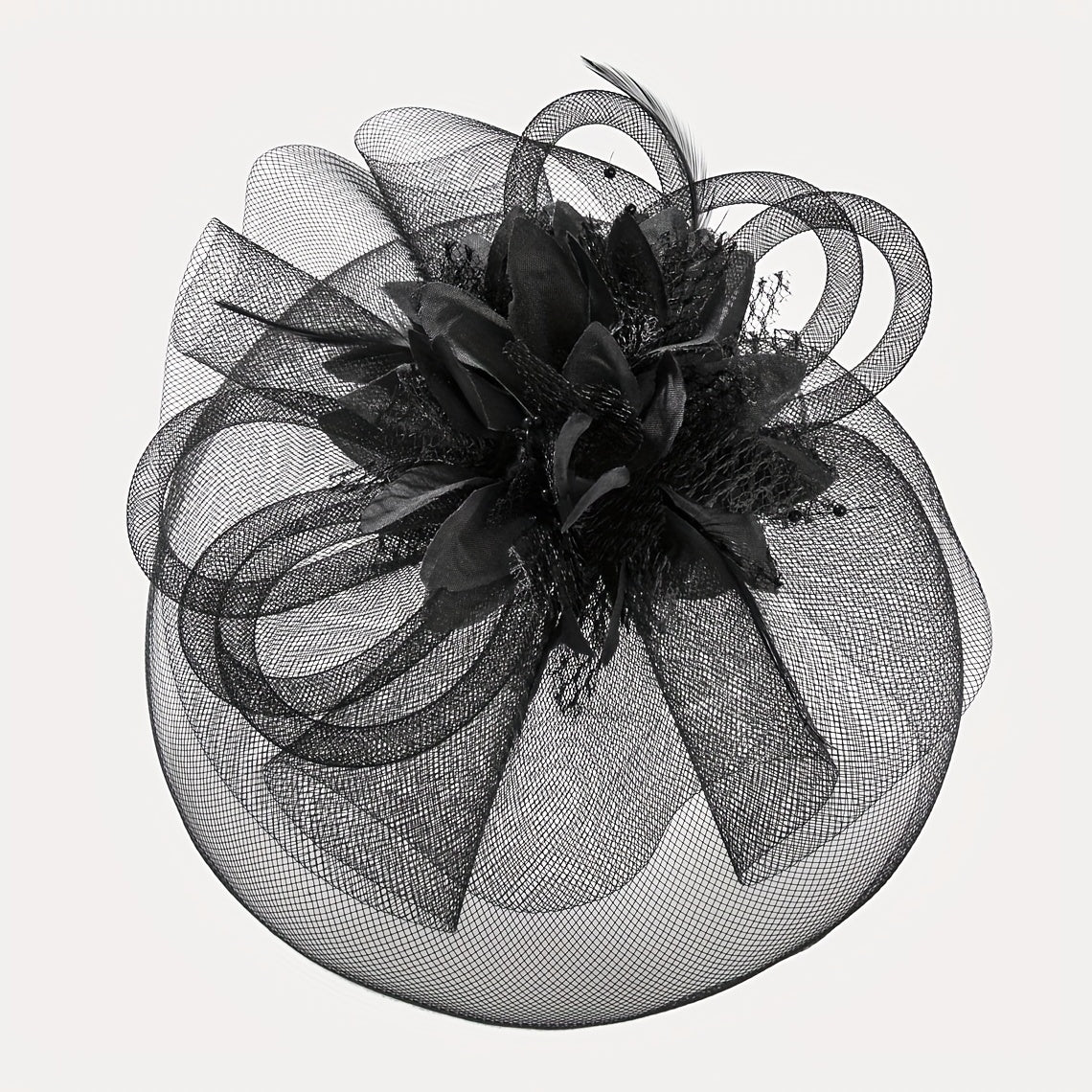 1pc Women Hair Accessories Mesh Flower Faux Feather Mesh Veil For Birthday Jockey Club Wedding Derbyhat Church Hat Accessories