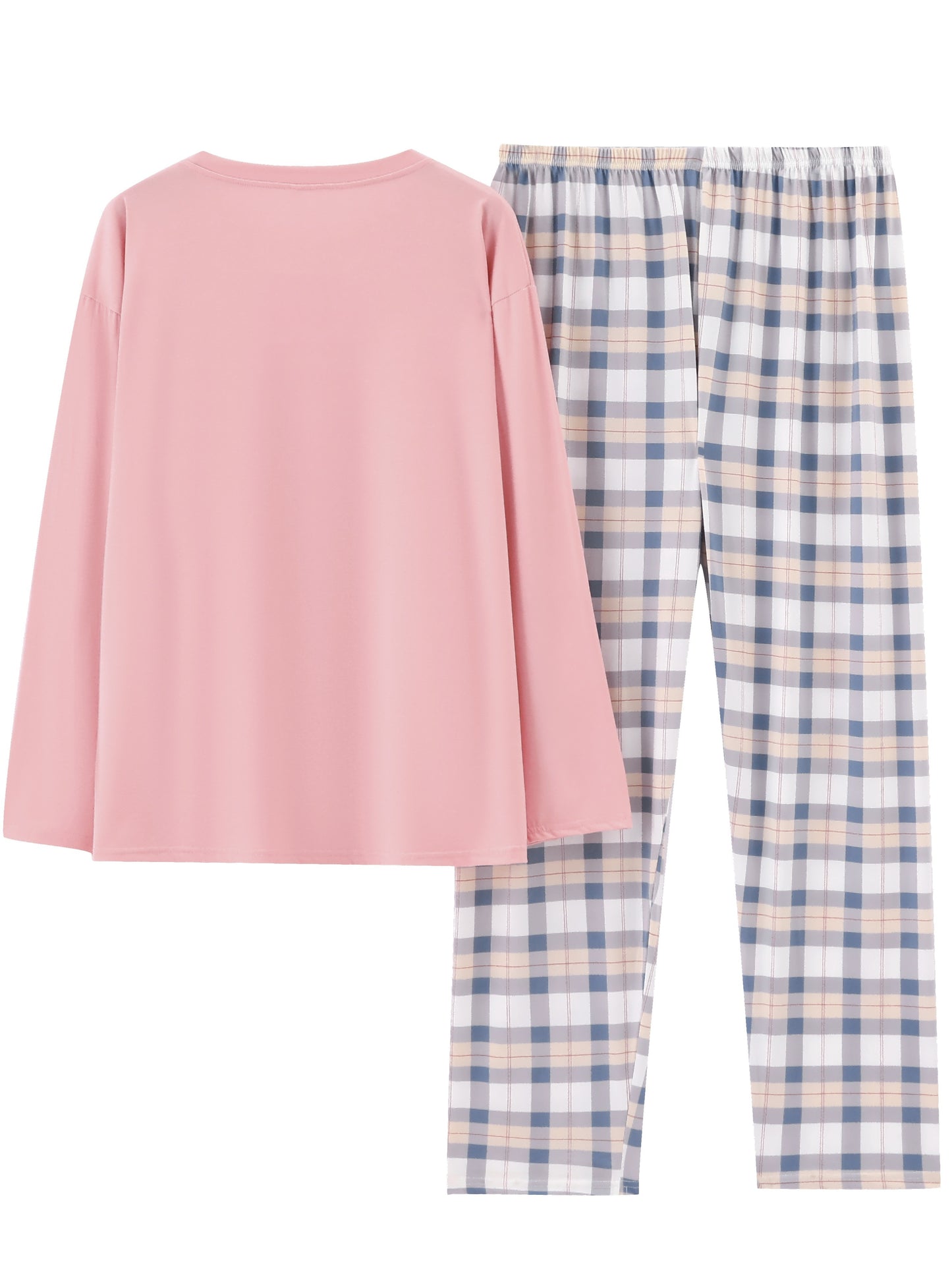 Comfortable Plaid Long Sleeve Pajama Set, Spring and Autumn Casual Home Wear Set, Casual Long Sleeve Pajama Set