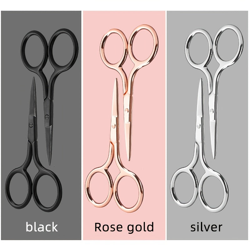 Stainless Steel Pointed Tip Scissors - A Pair Of Black Fish Line With Rose Golden Handles - Ideal For Trimming Eyebrows, Eyelashes, Embroidery, And Various Beauty Tasks