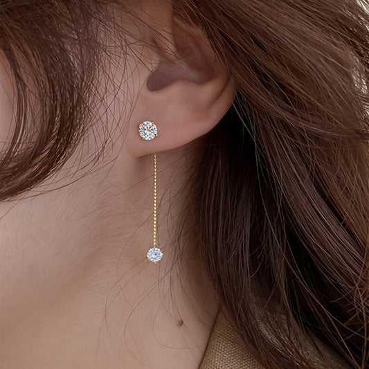 Elegant Drop Earrings Inlaid Shiny Zircon Pendant Minimalist Earrings For Women