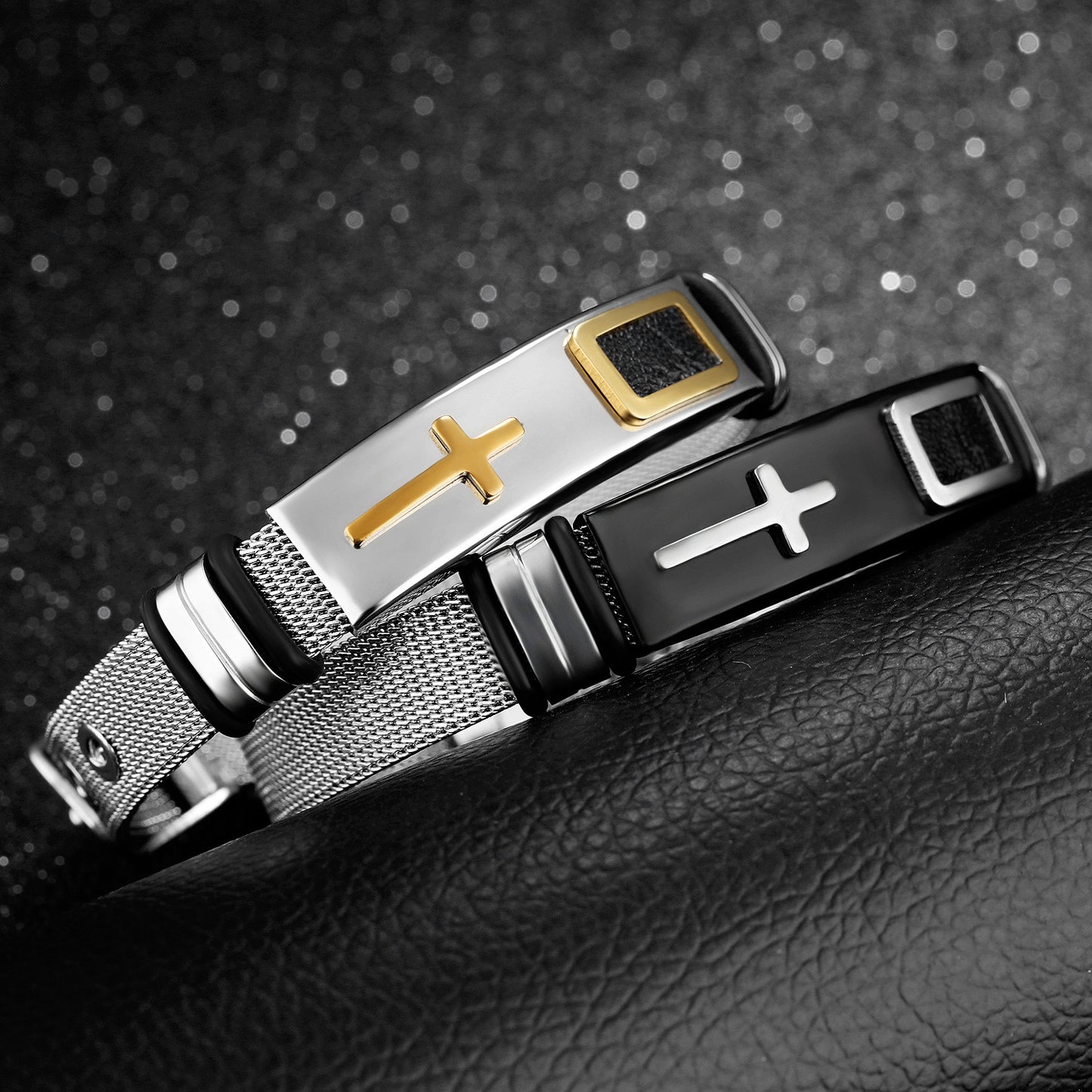 New Cross Titanium Steel Personality Men's Personality Bracelet Glossy Jewelry Popular Fashion Stainless Steel Bracelet