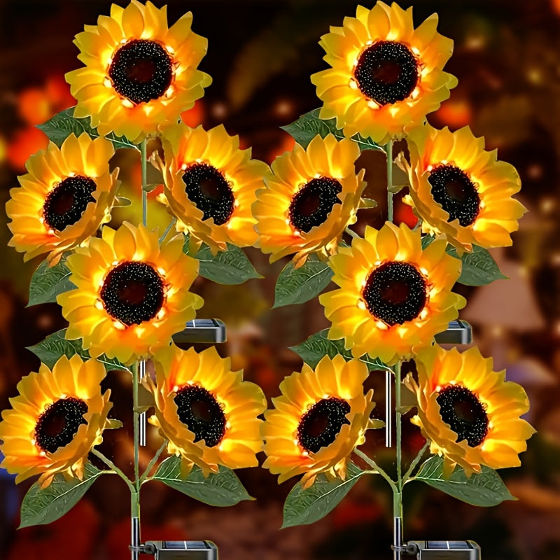 LED Solarium Flower with Realistic Sunflower Lamp - Outdoor/ Lawn & Balcony Landscape Lighting, Plug-Free Operation, Durable Plastic (Easy Semi-Recessed Installation) - Photovoltaic