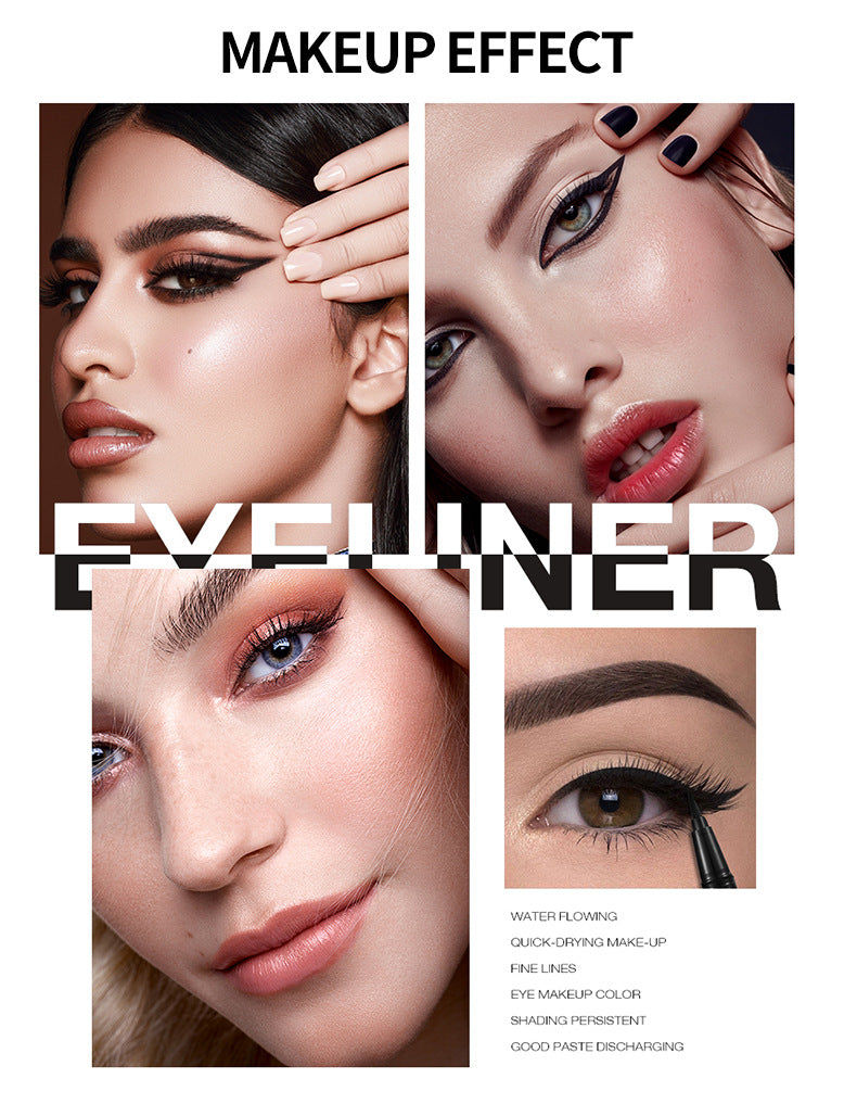 Black Liquid Eyeliner Pen, Rhinestone Bronzing Eyeliner Pen Long Wear Waterproof And Sweat Proof Eye Makeup Tool