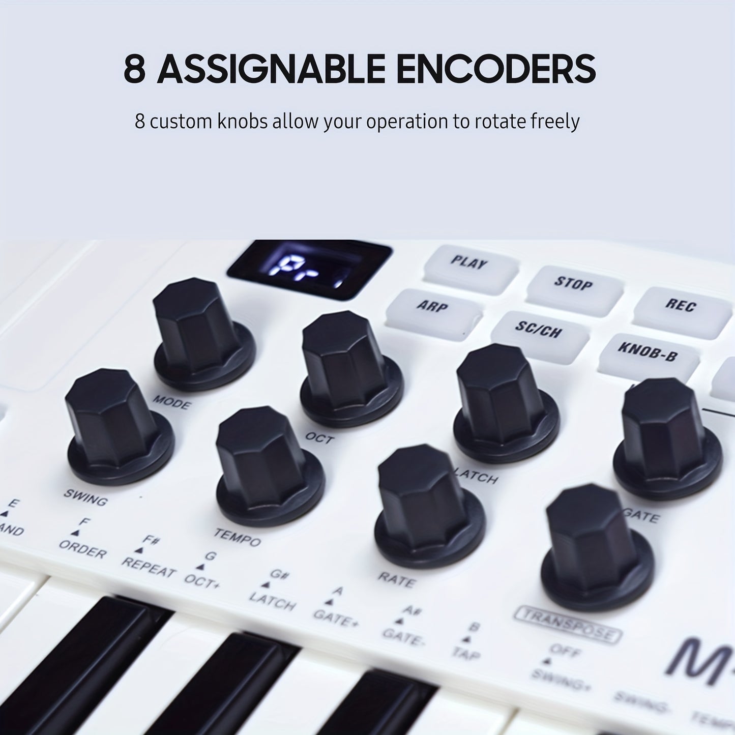 MIDI Master 25 - Portable Mini USB MIDI Controller with 25 Velocity Sensitive Keys, 8 RGB Backlit Pads, 8 Knobs, and Eid Al-Adha Mubarak Design