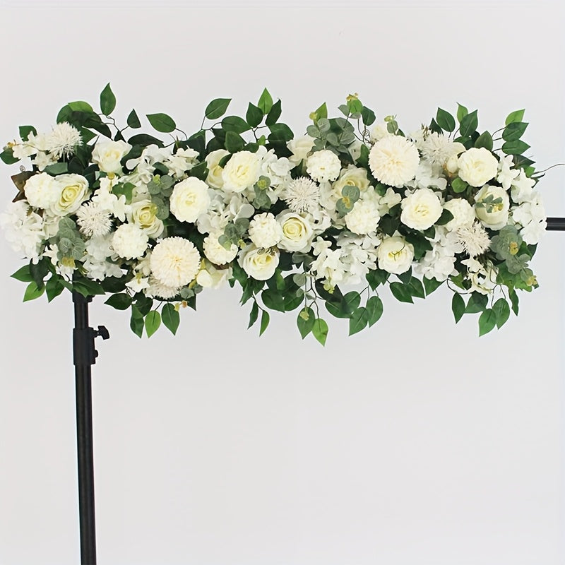 Artificial Peony & Rose Flower Garland Decor, Decor Floral Arrangement for Wedding Arch Background, DIY Wedding Wall Decor Supplies with Plastic Foliage, Party Event Decor