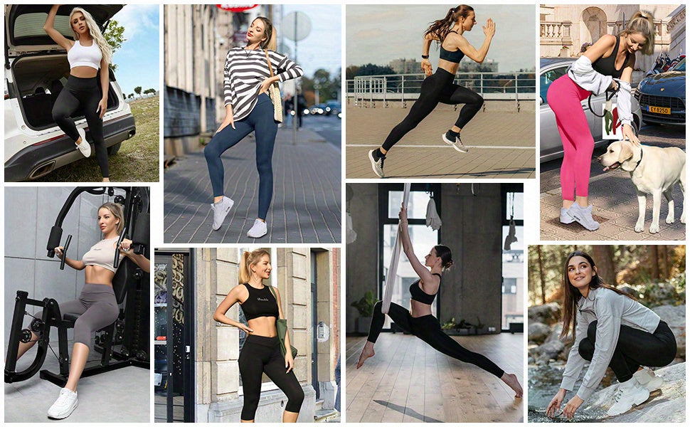 Plus Size High Waist Solid Color Stretchy Leggings, Women's Plus High Stretch Yoga Leggings, Sports Pants Spring/Autumn