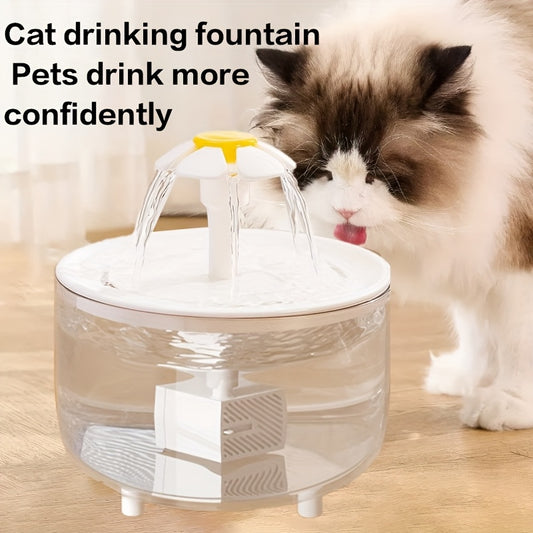 Fountain Flower Cat Drinking Machine Water Dispenser Automatic Recirculation Live Water Flowing Drinking Basin Pet Dog Kitten Water Feeder Large Cap