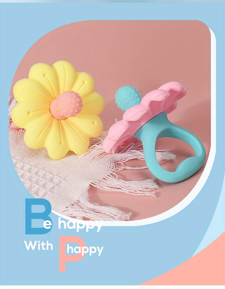 [Easy-to-Hold] Silicone Teether Toy for Youngsters | Easy-to-Hold | Flower Design | Teething | Girls | Christmas Gift