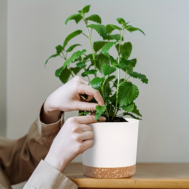 4pcs, 12.7 Cm Flower Pots, Indoor Plant Pots With Drainage Holes And Removable Base, Saucer Style Modern Decoration For Outdoor Garden Planters