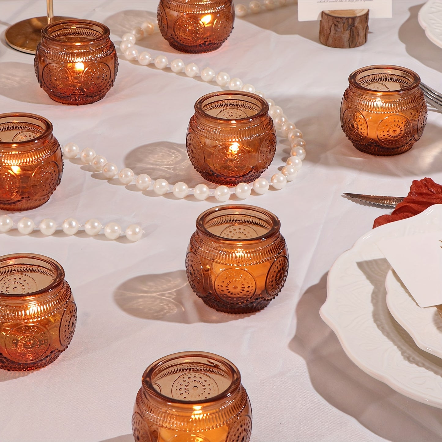 Glass Tea Light Candle Holders, Polished Finish, Flower Theme, Tabletop Mount, Versatile for Wedding, Shower, Party Decoration, Ideal for Christmas, Halloween, Easter, Thanksgiving, Valentine'S Day
