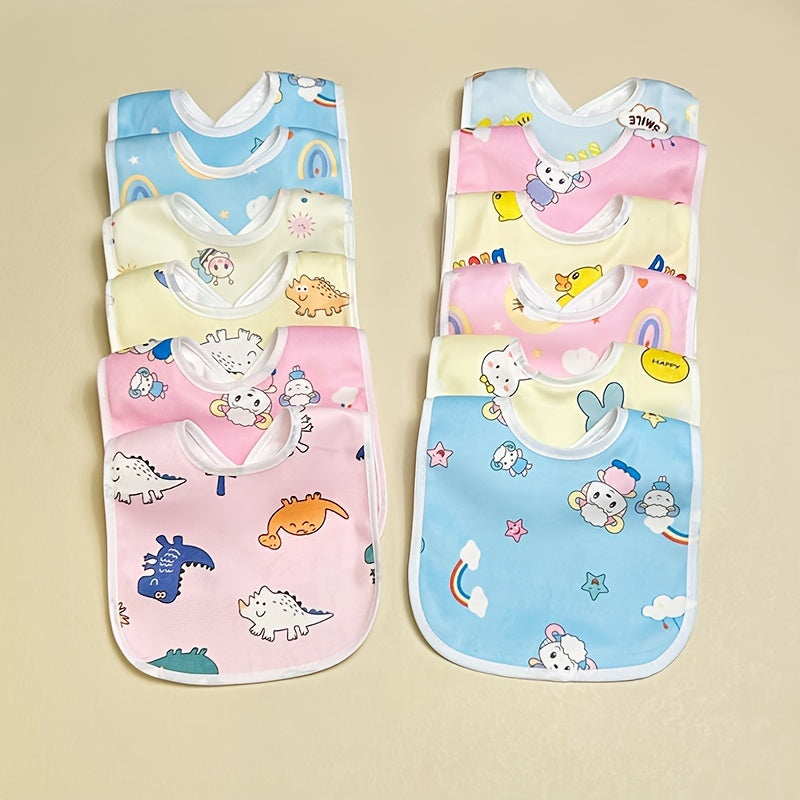 4/6pcs Set Random Style Children's Crystal Velvet Bib Bib Cartoon Newborn Waterproof Drool Towel Male and Female Baby U-shaped Eating Pocket