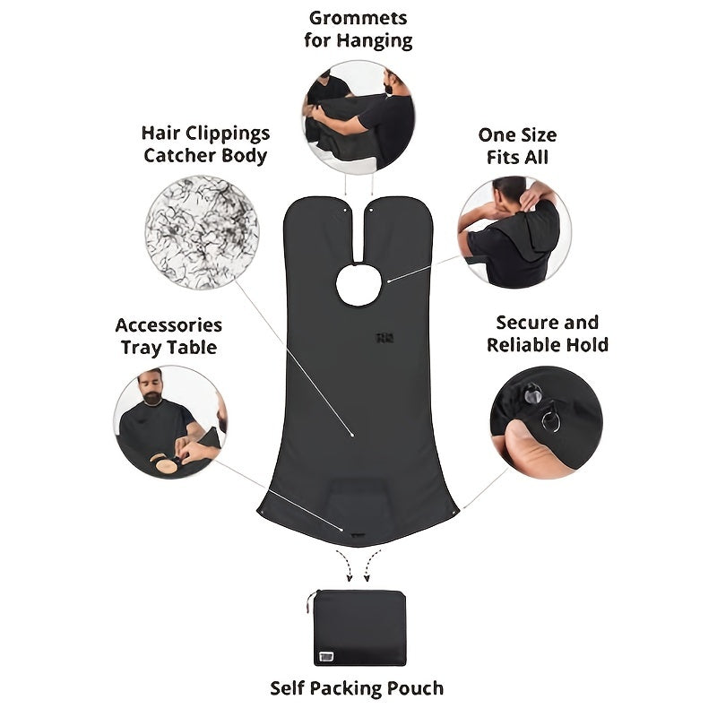 Beard Bib Apron For Men, Men's Hair Catcher For Shaving, Grooming Accessories For Dad Or Husband, 1 Size Fits All