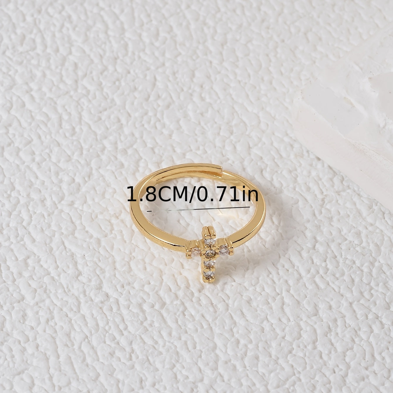 Adjustable Fit| Elegant Golden-Tone Adjustable Cross Ring with Sparkling Zirconia - Chic Daily Wear or Gift Option, Copper Material