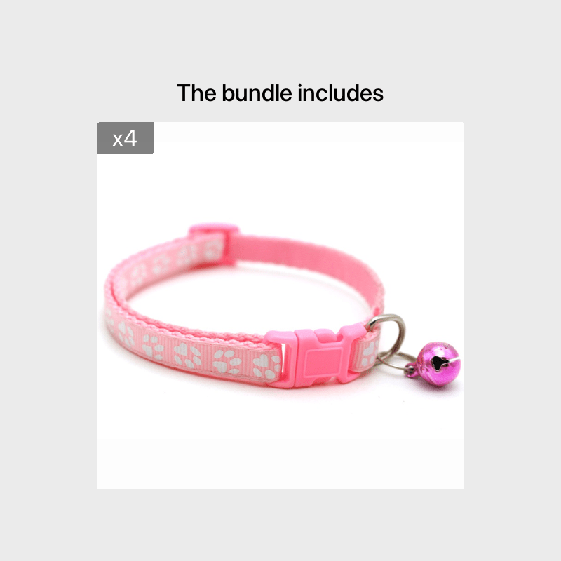 Rainbow Cute Bell Collar with Adjustable Buckle and Paw Print Design for Cats