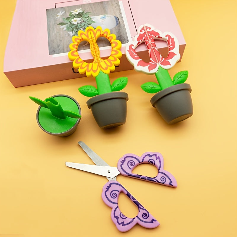 Cute Flower-Shaped ABS Resin Safety Scissors - Right-Handed, Perfect for Office & School Supplies, DIY Crafts, and Desk Decor by YOJII
