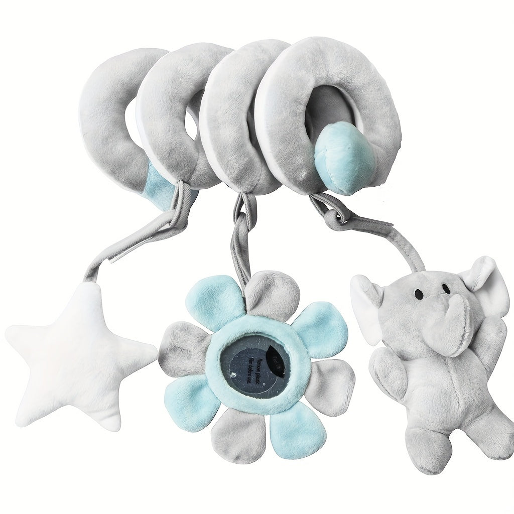 [Plush Toy for Boys and Girls] Infant Activity Hanging Plush Toy | with Music, Spiral Stroller and Crib Toy with Squeaker and Rattles, Educational Play for Newborns, 0-3 Years Old