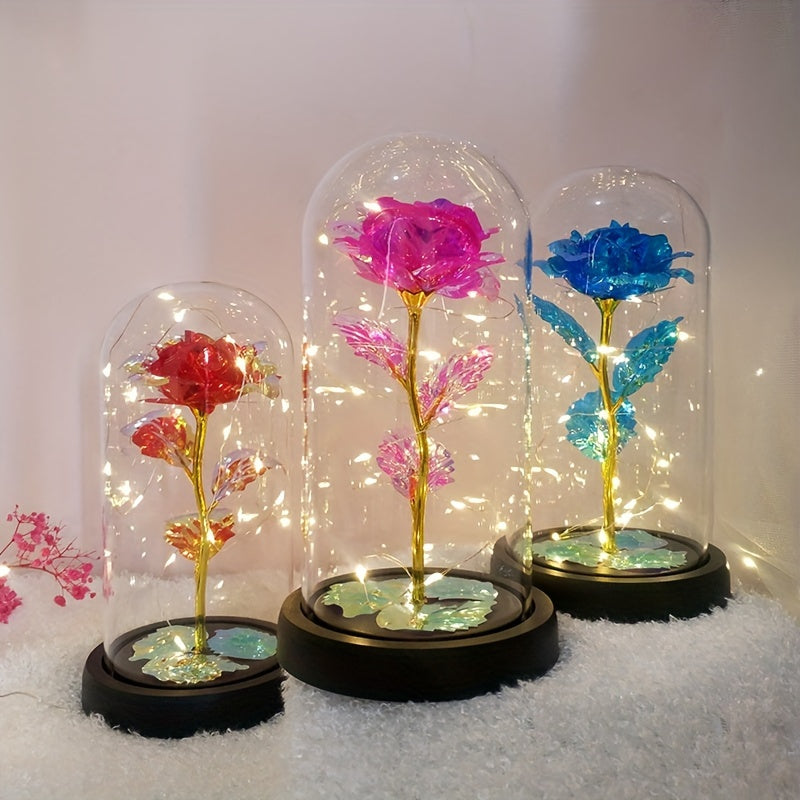 1pc Eternal Glow Rose - Luminescent Artificial Flower in Plastic Case - A Dazzling, Heartfelt Gift for Women - Perfect for Valentines Day, New Year, Mothers Day, Birthdays, Anniversaries & Weddings!