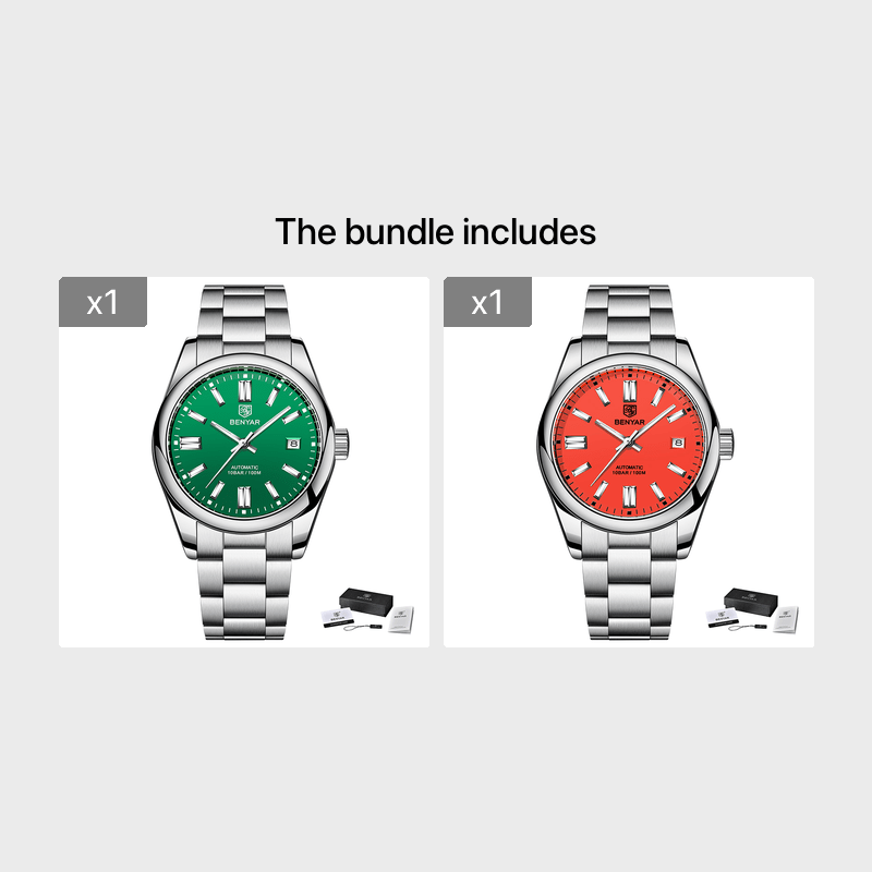 1pc Waterproof Stainless Steel BENYAR Men's Mechanical Sports Diving Wristwatches for Men