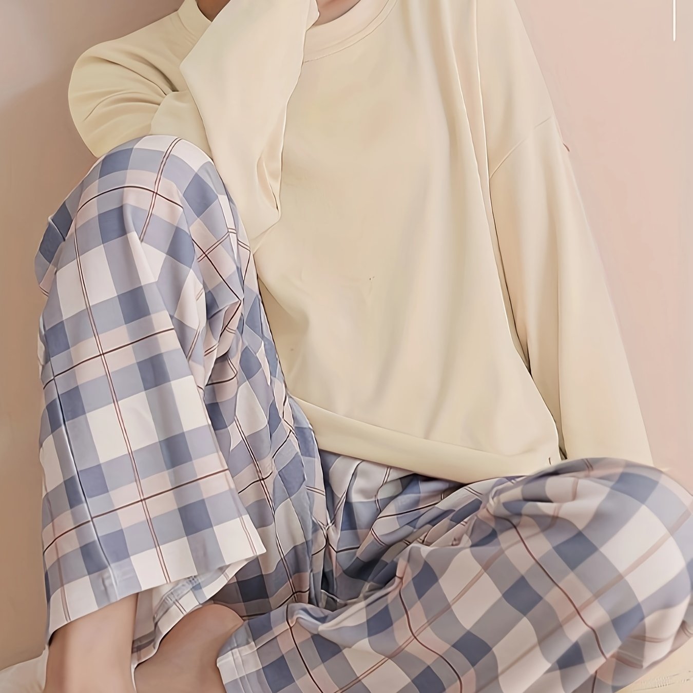 Comfortable Plaid Long Sleeve Pajama Set, Spring and Autumn Casual Home Wear Set, Casual Long Sleeve Pajama Set
