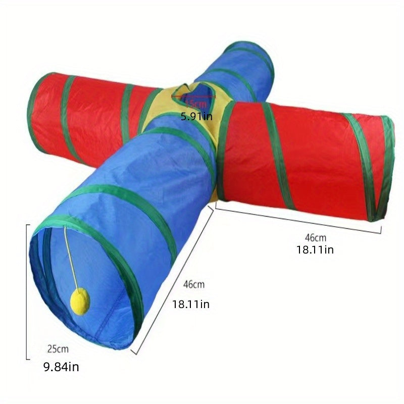 Foldable Cat Tunnel With Ball - Interactive Kitten Toy For Endless Fun