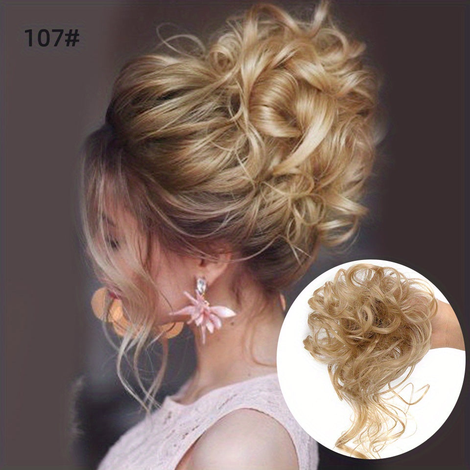 Add Volume And Style with Synthetic Messy Curly Hair Bun Chignon Scrunchy Hair Band! Hair Halloween Christmas