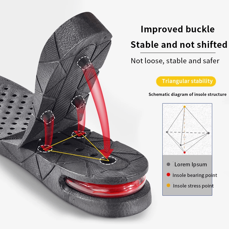3-9cm Invisible Height Increase Insole Cushion Height Adjustable Shoe Heel Insoles Insert Taller Support Absorbant Foot Pad