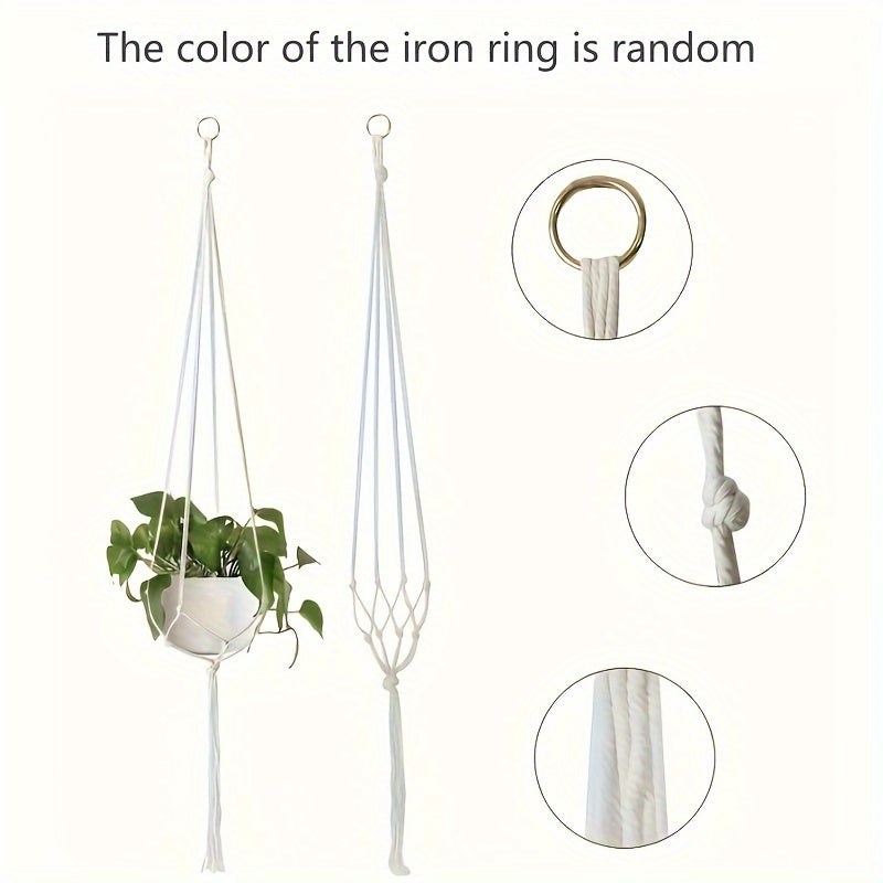 1 Set of Handmade Macrame Plant Hanger Baskets for Flower Pots, Ideal for Balcony Decoration And Home Garden Supplies