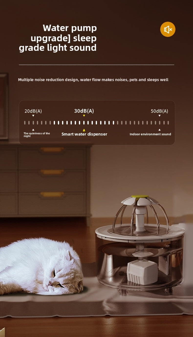 Fountain Flower Cat Drinking Machine Water Dispenser Automatic Recirculation Live Water Flowing Drinking Basin Pet Dog Kitten Water Feeder Large Cap