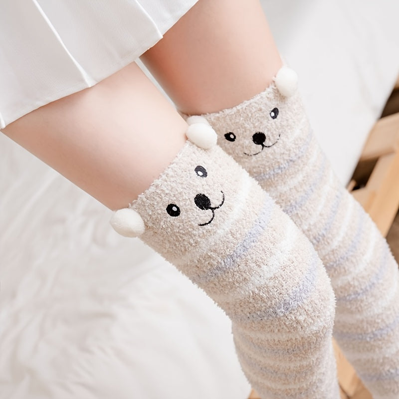 1-Pair Women's Winter Thermal Over-the-Knee (OTK) Floor Socks - Cozy Coral Sleeping Socks Suitable for Home, Bed, and Cold Weather - Warmth &