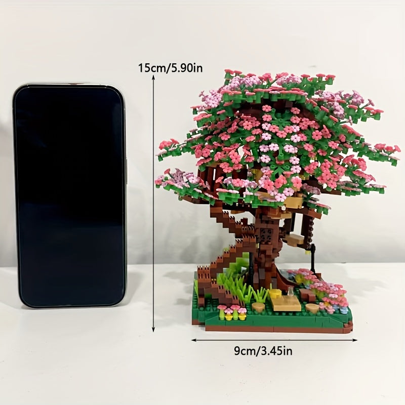 LHCX Cherry Bonsai Tree Building Sets For Girls, Mini Building Blocks Of Cherry Flower Bonsai Tree Kit, Mini Bricks Sakura Tree House, Halloween/Thanksgiving Day/Christmas Gift Easter Gift