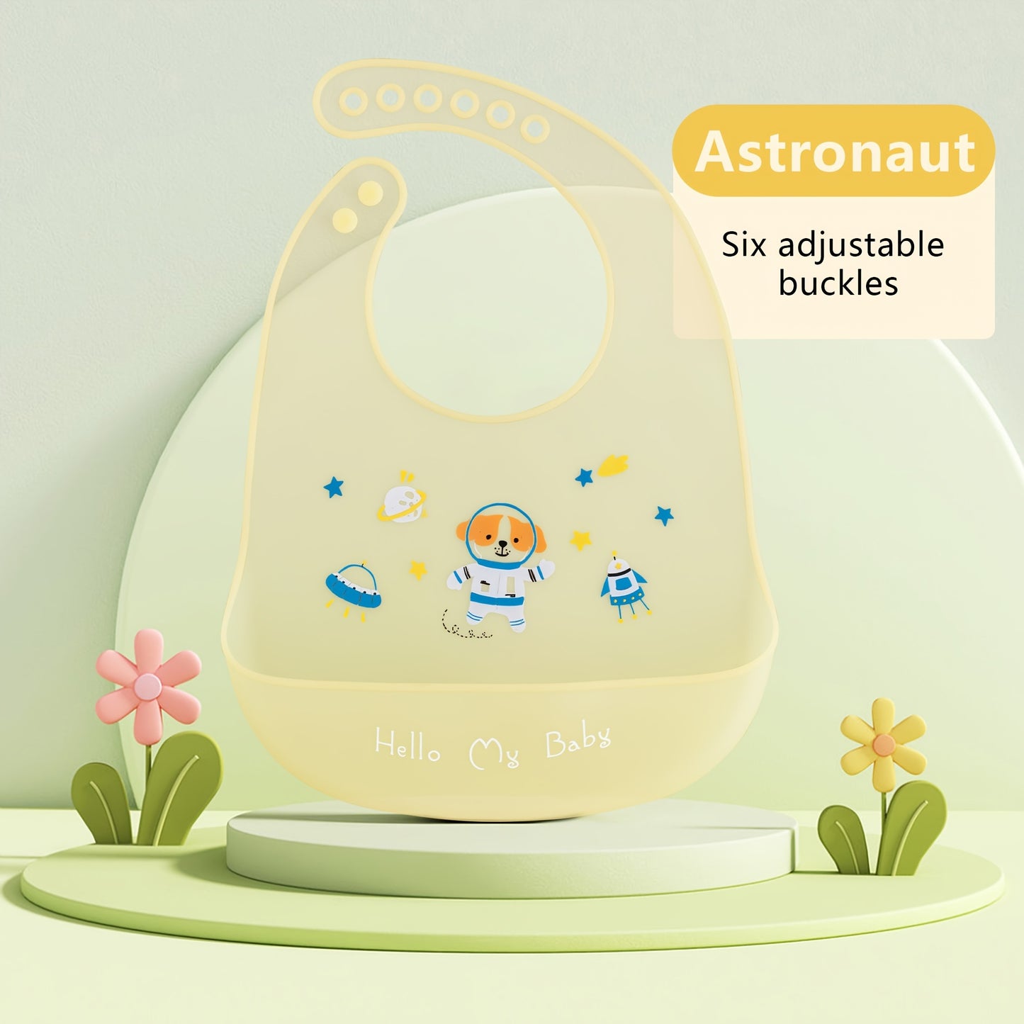 1pc Silicone Baby Bib - Lightweight, Snap Closure, Cute Designs for Boys & Girls, Perfect for Feeding Time, Durable & Easy to Clean, Feeding Accessorie