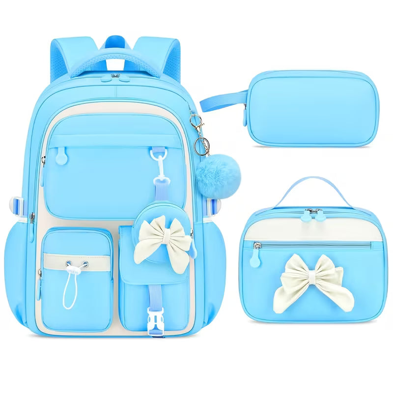 3pcs Bow Backpack & Handbag Storage Bag Set - Large Capacity School Bookbag