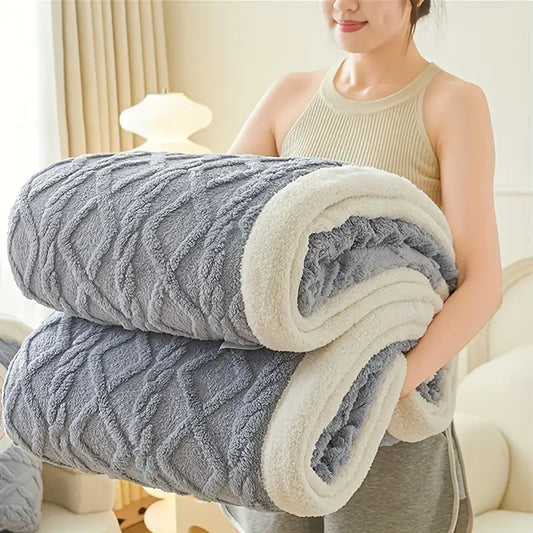 All-Season Thickened Coral Fleece Throw Blanket