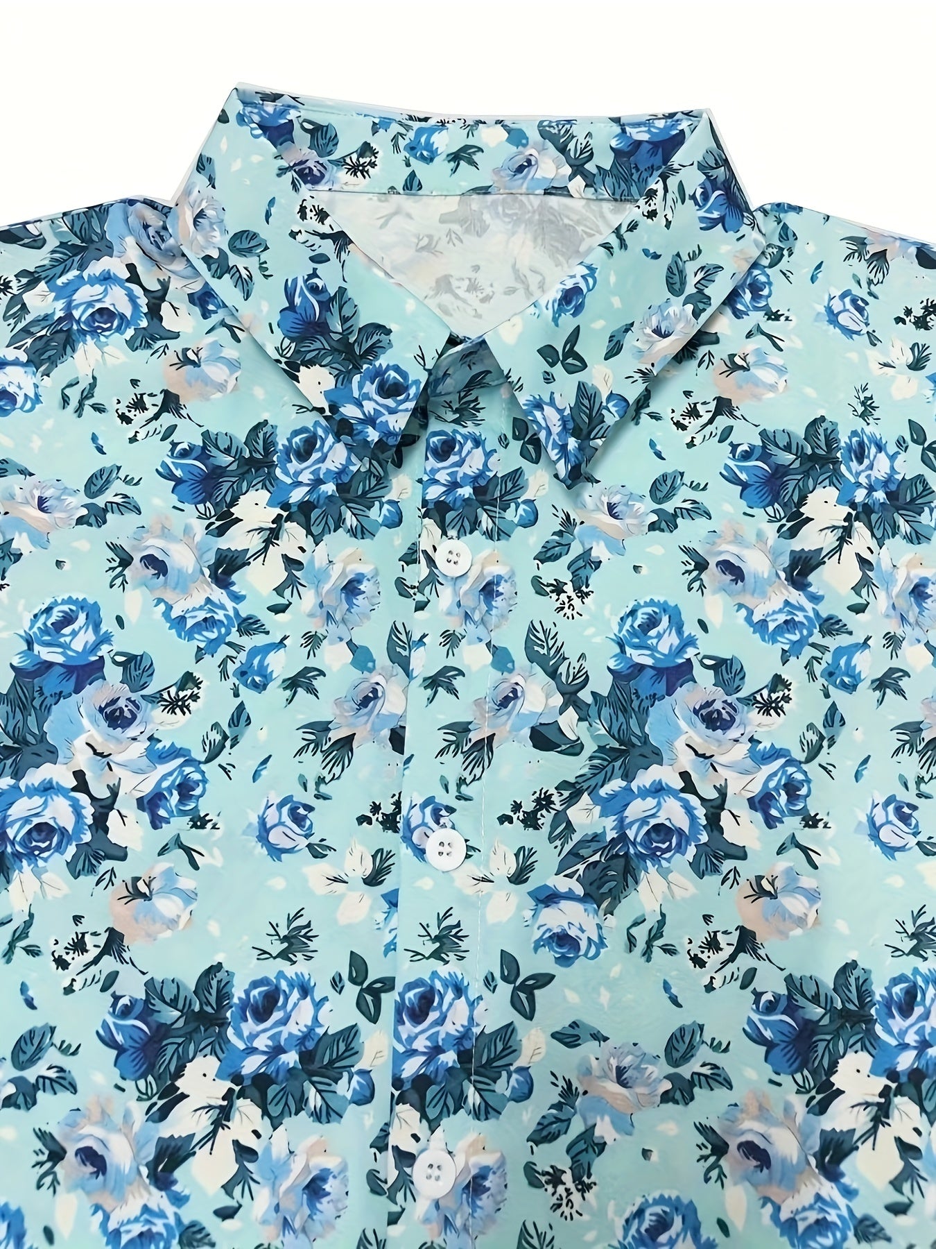 Retro Style Flower Print Men's Casual Long Sleeve Button Up Lapel Shirt, Spring Fall