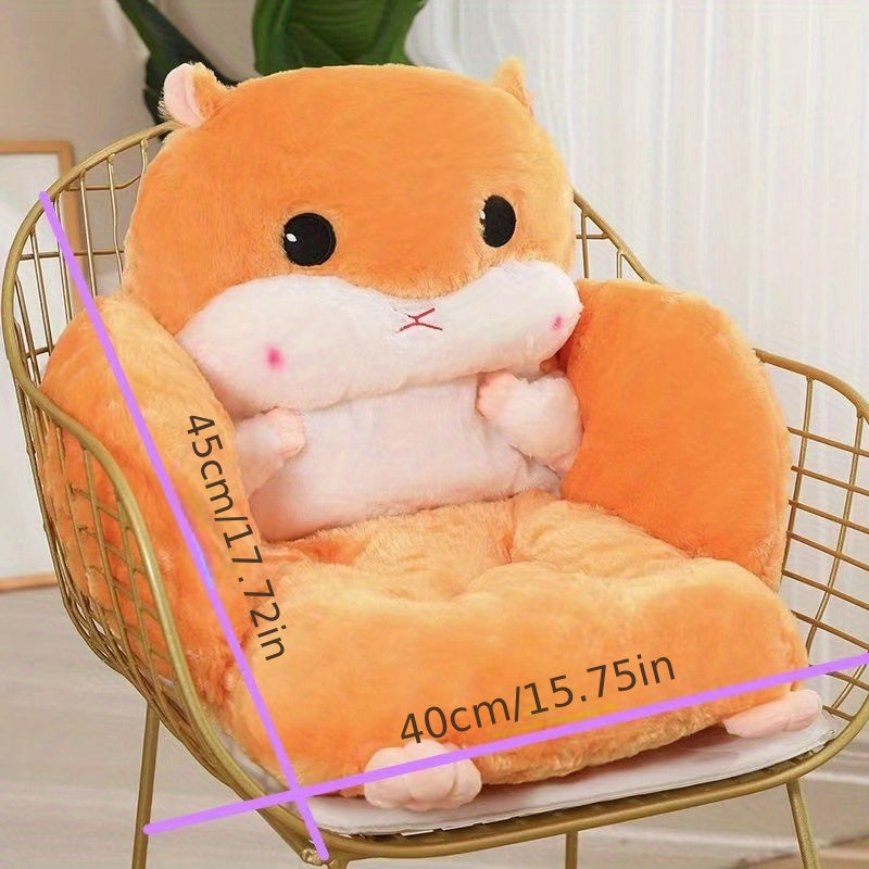 Cute Seat Cushion Hamster Shape Lazy Sofa, Cozy Warm Skin-Friendly Plush Office Chair Pads, Integrated Thickened Reading Pads, 17.7''×15.7'', (Color: Grey/Pink/Dark Brown/Light Brown)
