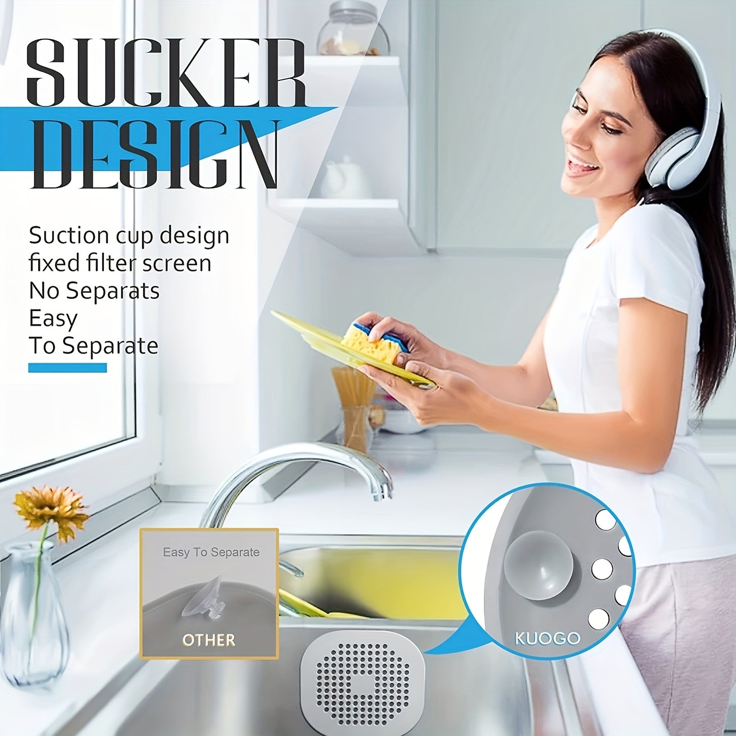5pcs/3pcs/1pc Silicone Hair Filter | Bathtub and Shower Floor Drain Plug, Kitchen Deodorant Plug, Anti-Clogging Sink Filter