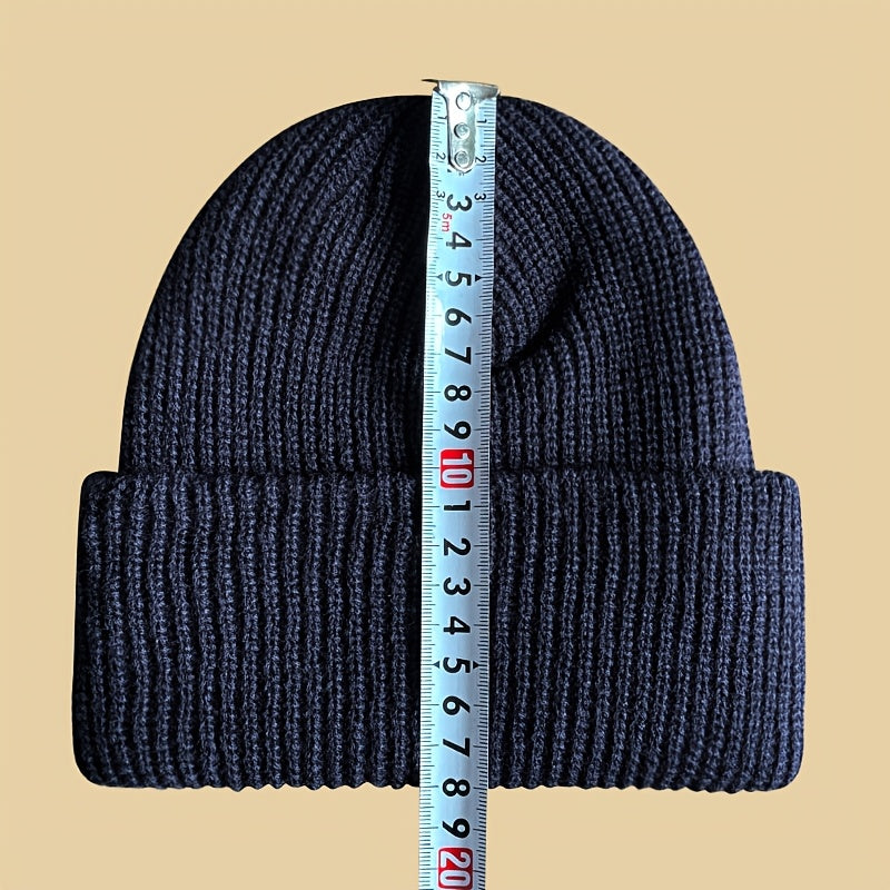 Letter W Patch Knitted Beanie Casual Fashion Knitted Hat