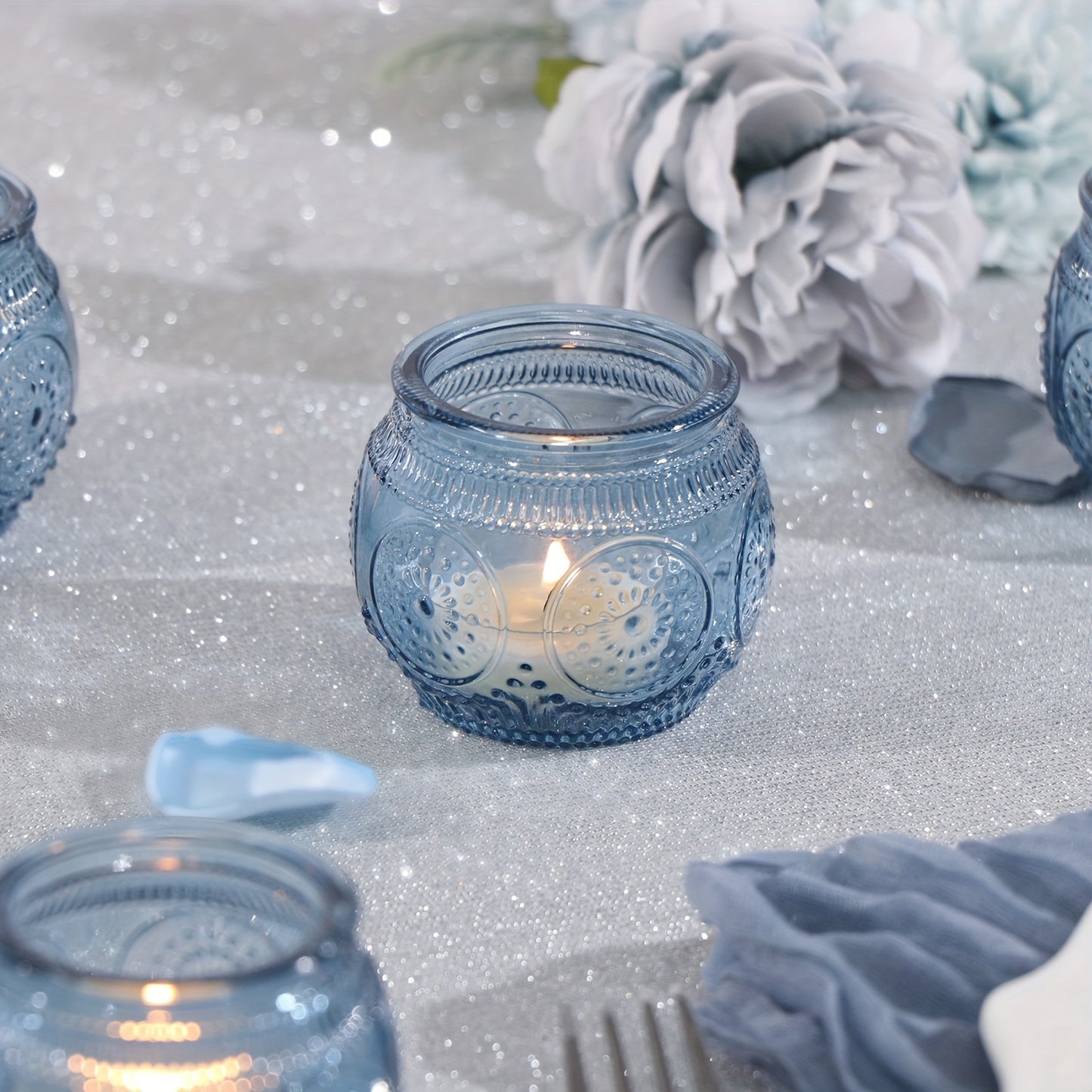 Glass Tea Light Candle Holders, Polished Finish, Flower Theme, Tabletop Mount, Versatile for Wedding, Shower, Party Decoration, Ideal for Christmas, Halloween, Easter, Thanksgiving, Valentine'S Day