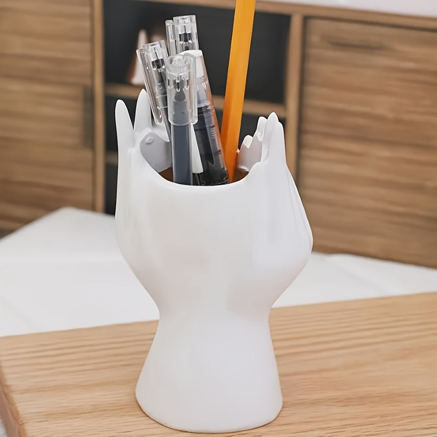 1pc Abstract Face Design Plastic Pen Holder & Makeup Brush Organizer - Multi-Functional Decorative Art Sculpture, Lightweight, No Electricity Needed, Ideal for Desk and Vanity Decor, Desk Organizer|Artistic Decor Item|Lightwe