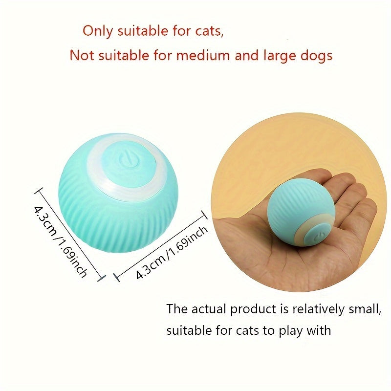 MIAOQUANJI Automatic Rolling Ball Toy for Cats - USB Rechargeable Interactive Play Ball with Motion-Activated Glow-in-the-Dark Feature, Durable Silicone, Safe for All Breeds & Sizes, Blue, Cat Ball Toy