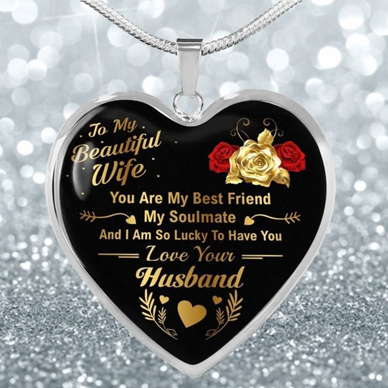 to My Wife You Are My Best Friend I Always Love You Heart Pendant Necklace to Wife Anniversary Birthday Gift From Husband